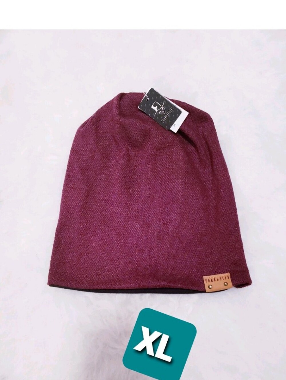 New Forbusite Oversized Knit Beanie Burgundy